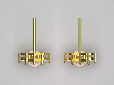 Pearl and Diamond Dangle Stud stl Earrings Model pe0051 3D print model