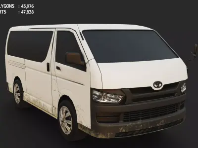 Toyota hiace van car Low-poly 3D model