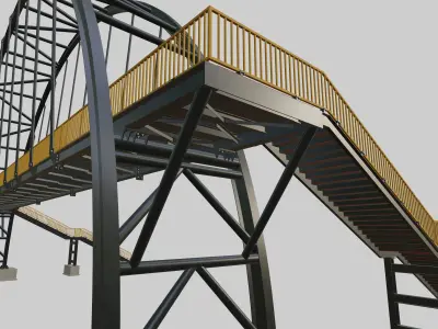 Steel Pedestrian Bridge-Arch Column Type-29 3D model