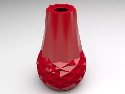 Bordo Red Vase With Rhombuses 3D model