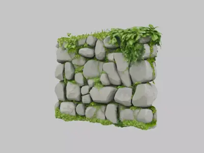 Thick Stone Wall Texture Low-poly 3D model
