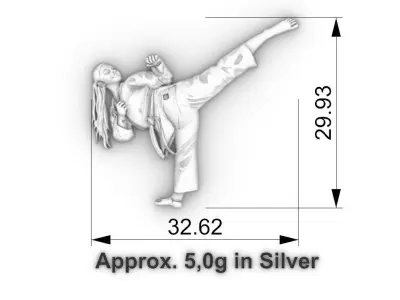 Karate Girl Relief Pendant 3D print model