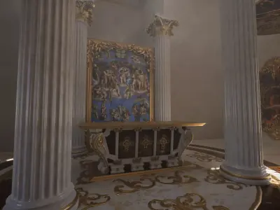 Cathedral Interior Environment - Unreal Engine 5 Low-poly 3D model