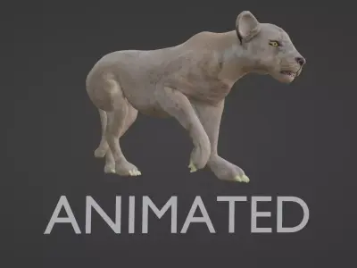 LIONESS ANIMATED Low-poly 3D model