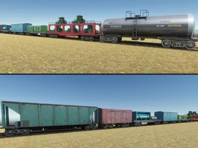 Trains Pack Low-poly 3D model