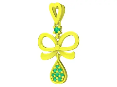 A4712 Diamond Bow Women Pendant 3D Model 3D print model