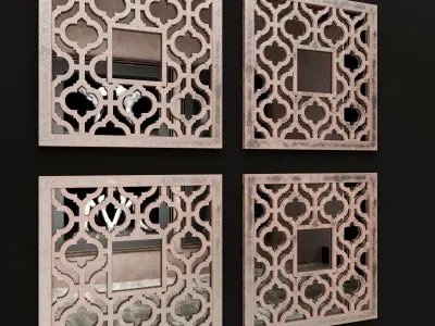 Decor set of four decorative squares 3D model