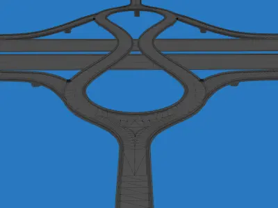 DOG BONE Highway Interchange 3D Model Low-poly 3D model