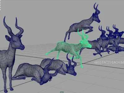 IMPALA POSES Low-poly 3D model