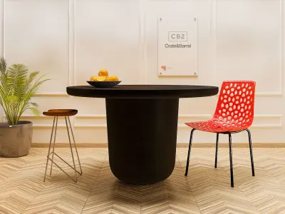 LOLA ROUND BLACK CONCRETE DINING TABLE CB2 3D model