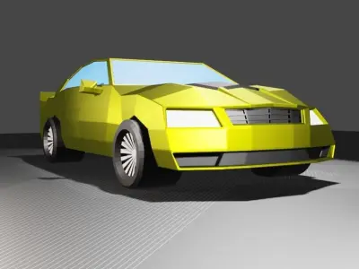 Yellow sport car Low-poly 3D model