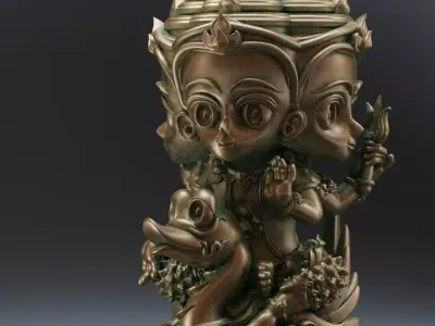 Chibi Phra Phrom  Four-Faced God - Thai-Style  for 3D Printing 3D print model