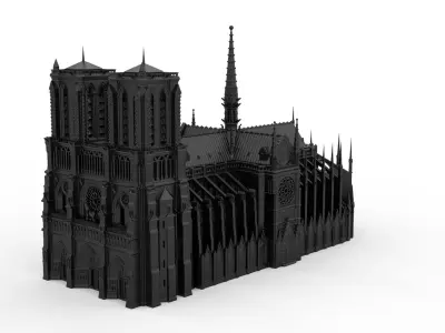 Notre-Dame de Paris Cathedral 3D print model
