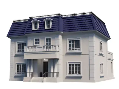 Mansion house with roof 3D model