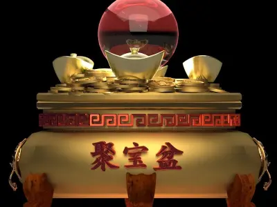 Chinese gold Ingot pot  3D model