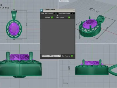 Oval Engraving Pendant 0643 3D print model