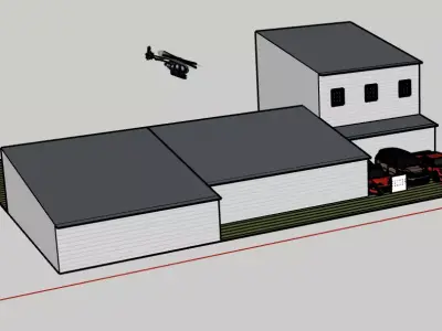 Modern home with cars 3D print model