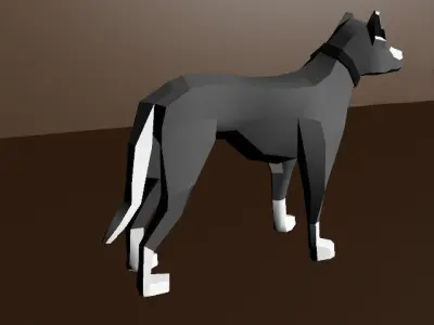 Dog with Materials Low-poly 3D model