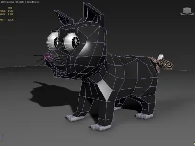 Toon Kitty Moony Low-poly 3D model