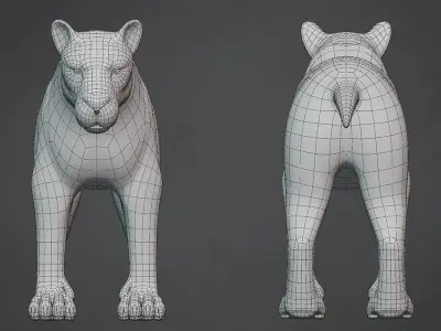 Lion Big Cat Base Mesh Low-poly 3D model