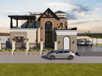 Luxurious Classical Modern Villa 3D Model Exterior 3D model