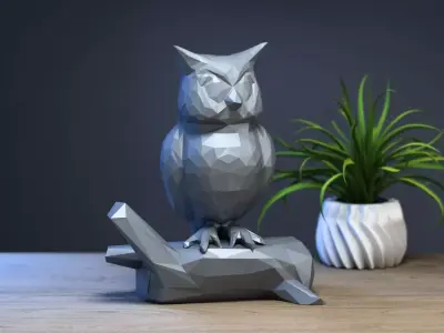 Owl low-poly 3d model Cyborg Decorative animal 3D print model