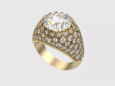 Luxury Crown Style Ring with Pave Setting JDBCo 3D print model