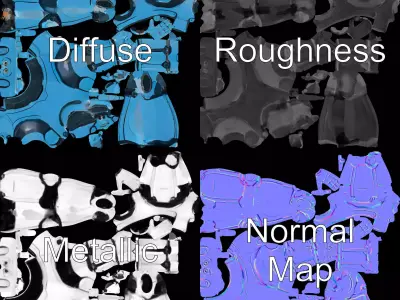 Blue Robotic Assistant model pack Low-poly 3D model