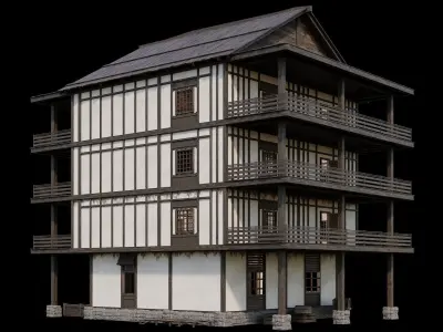 Medieval Village Pack 06 - 3 Assets - 4K Textures Game Ready Low-poly 3D model