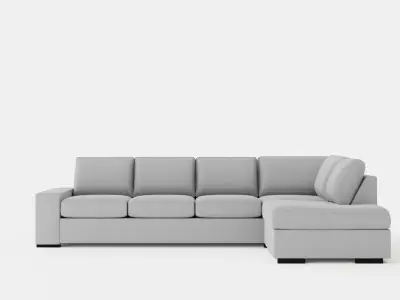 Boss 4 Seater Sofa With Chaise Lounge Right Light Gray Low-poly 3D model
