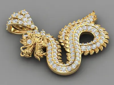  Diamonds Dragon Pendant 3D print model