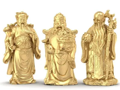 3D Model Feng Shui Fu Lu Shou God Statues 1103 3D print model