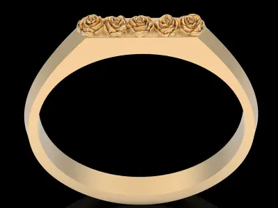 Lux rose ring silver gold jewelry printable 3D model 3D print model