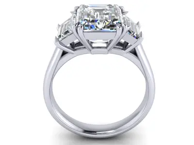 Three Stone Emerald Wedding Ring 3D print model