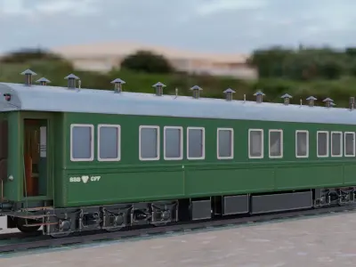 Steam Passengers Car Low-poly 3D model Low-poly 3D model Low-poly