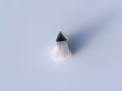 Vase puffy triangle with wavy extruded lines 4 3D print model purchase