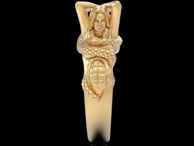 Girl snake ring gold printable jewelry 3D print model