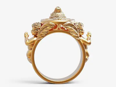 Wolf and praying baby angel  Silver Gold  Print 3D print model