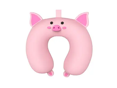 Set 5 Cartoon Animal U-Shaped Neck Pillow Low-poly 3D model