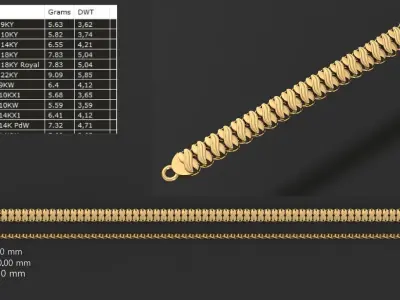Ultra light shiny gold bracelets 10pcs 3D print model