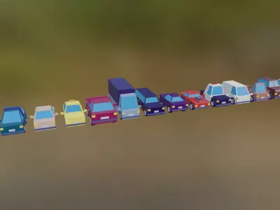 Low Poly Cars car on grassy field Low-poly 3D model