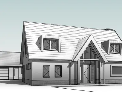 high quality two story house Low-poly 3D model