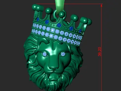 LION PENDANT WITH CROWN Printable Model 3D print model