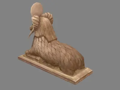 Stone sheep sculpture Low-poly 3D model