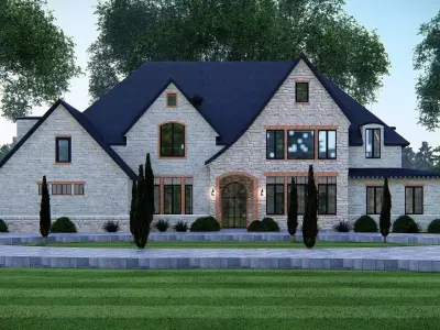 Luxury Stone House 3D Model Modern Suburban Villa Detailed  3D model