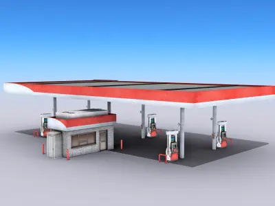 Gas Station Low-poly 3D model
