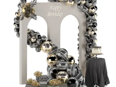 decorative birthday set 01 3D model