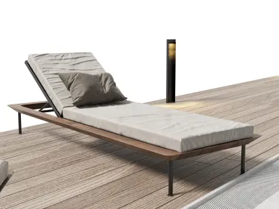 Landscape furniture with Pool with a garden of plants Low-poly 3D model