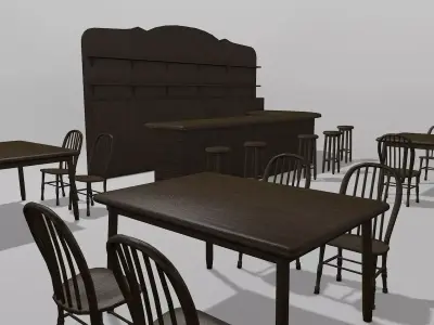 Bar Counter Low-poly 3D model