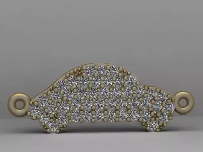 Cubic Zircon Pave Car Charm 3D Printable Model 3D print model